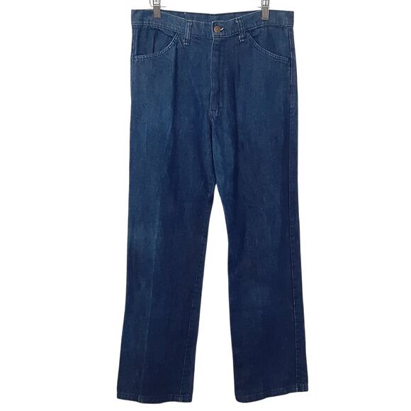 Vintage 70s Rappers Bell Bottom Jeans Disco Flare Leg Plaid Flap Pocket 32x32 - Picture 1 of 11
